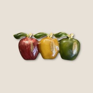 TC  Enamel Apple Trio Brooch